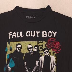 Fall Out Boy Band Crew Neck Short Sleeve Graphic Shirt Mens Size Medium M Black